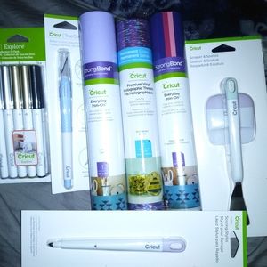 Cricut vinyl,pens, spatula etc